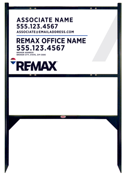 Reflective Angle Iron Frame and Associate Name w Broker Address Sign Panel Unit, 18h x 30w, Steel